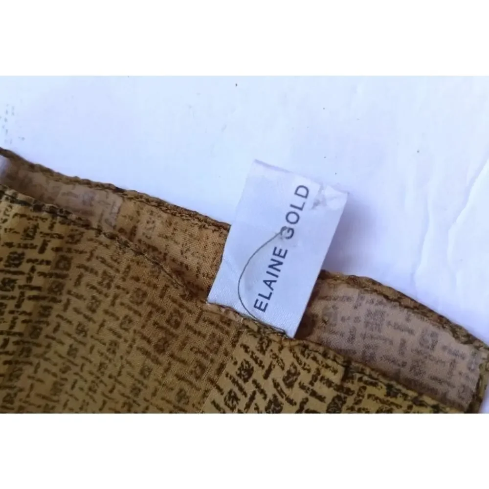 Elaine Gold Rectangular Sheer Scarf Mustard Brown Geometric Print Scarf/Wrap OS